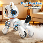 Robot inteligente de juguete para perros, 2.4 GHz, gesto remoto y control táctil, cachorro robótico, efecto de aerosol de baile musical y sonidos de ladridos, mascota electrónica recargable, regalo de