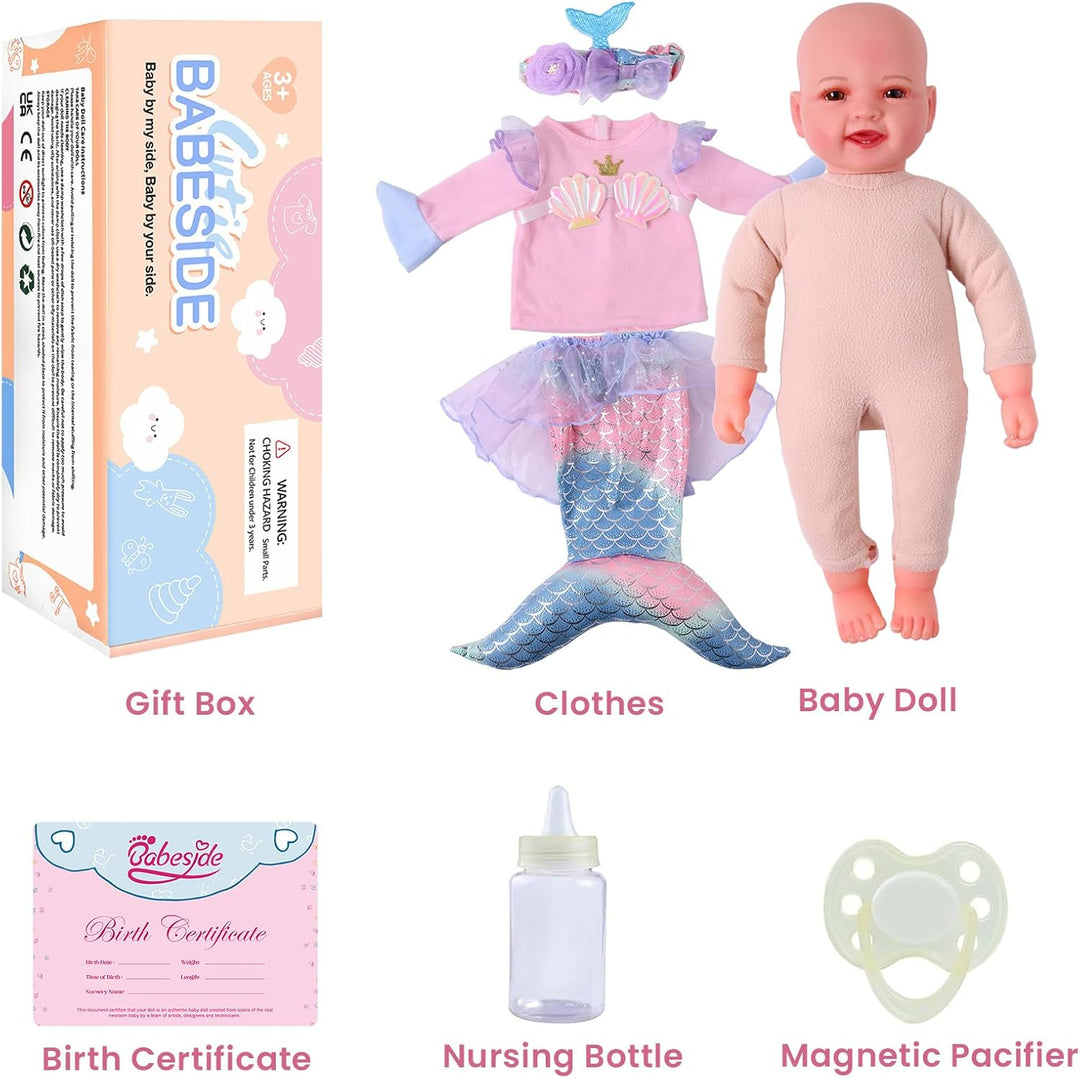 BABESIDE Muñeca de sirena para niñas, muñecas de bebé realistas de...