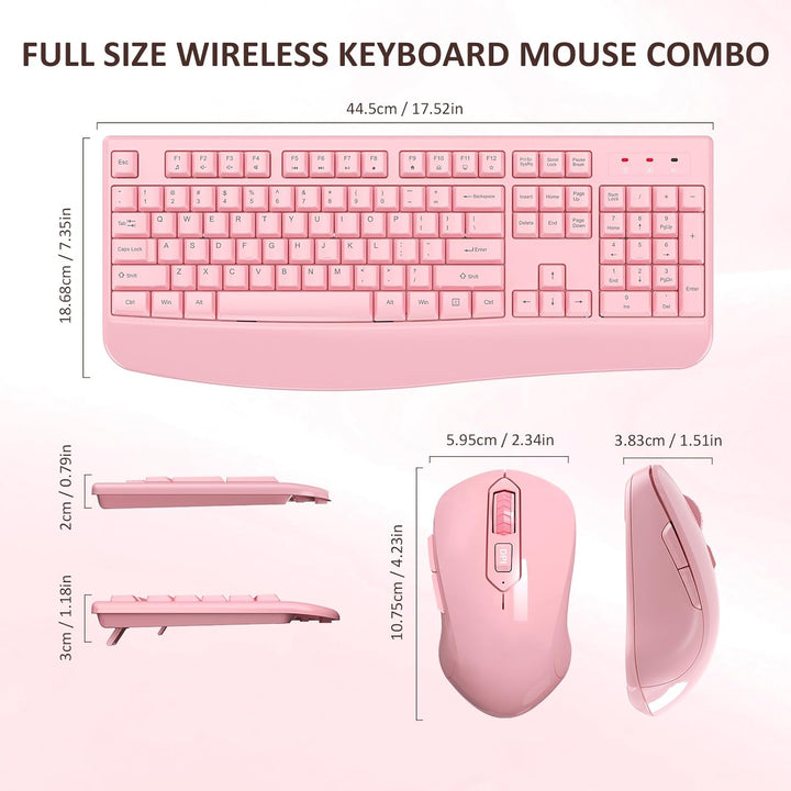 Combo de teclado y ratón inalámbricos de tamaño completo 2.4 GHz co...