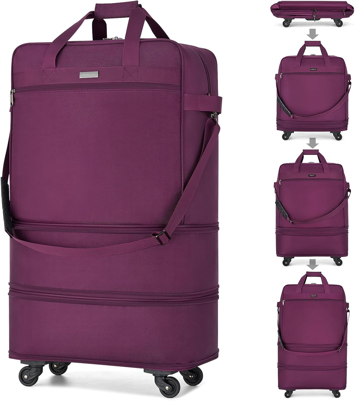 Maletas Hanke con ruedas Bolsa de equipaje expandible plegable Bolsa de viaje colapsable Bolsa rodante de viaje Bolsa de lona para hombres y mujeres Maletas ligeras sin asa telescópica