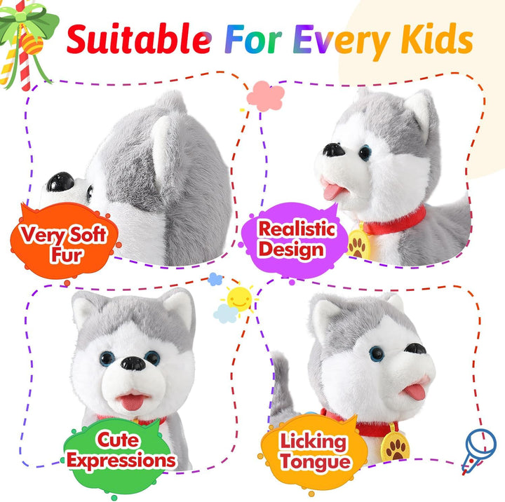 Marsjoy Husky Perro Caminante que Ladra para Niños Cachorro Robot M...