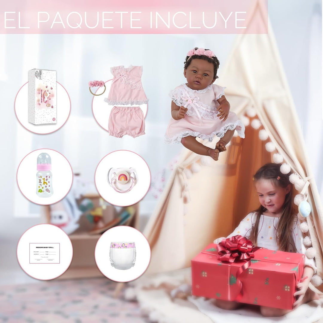 KSBD Reborn Baby Doll Black Girl \u2013 Muñeca realista de 18 pulga...