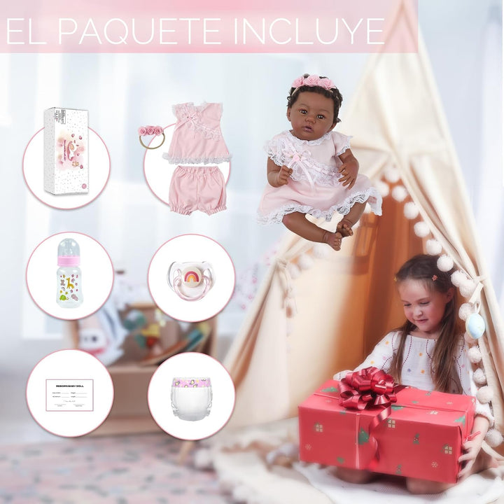 KSBD Reborn Baby Doll Black Girl \u2013 Muñeca realista de 18 pulga...