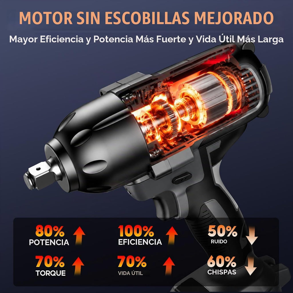 Llave de impacto inalámbrica de 1/2", pistola de impacto de 738