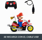 Hot Wheels Mario Wheelie Motocross RC, vehículo a batería con control remoto