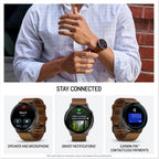 Garmin Venu® 4, Smartwatch avanzado para fitness, 45 mm, correa de cuero marrón