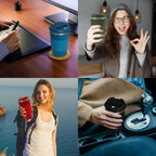 Paquete de 4 tazas de café aisladas con tapa, vaso de café de viaje de 17 onzas, tazas de café reutilizables de acero inoxidable, taza de café térmica para bebidas frías y calientes, multicolor