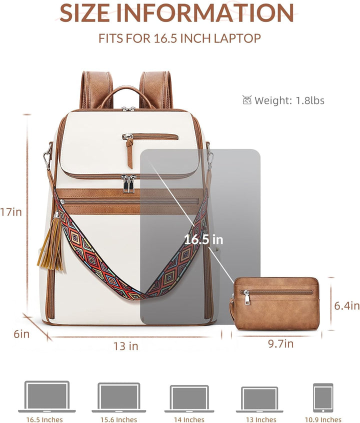 SYTRAH - Mochila de cuero para laptop para mujer, Bolso de diseñado...