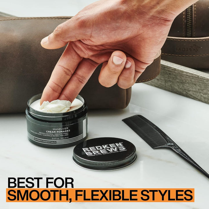 Redken Brews Pomada en crema para hombres, proporciona una sujeción...