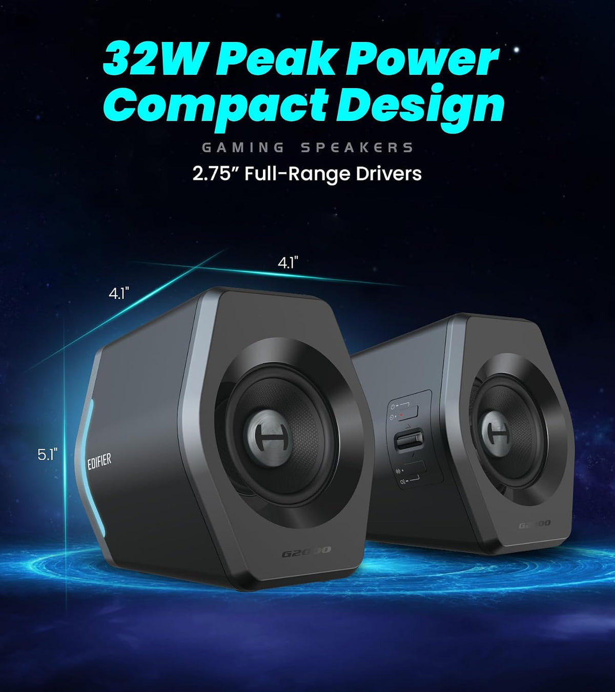 Altavoces para gaming Edifier Hecate RGB, 32W de potencia pico, Bluetooth, negro