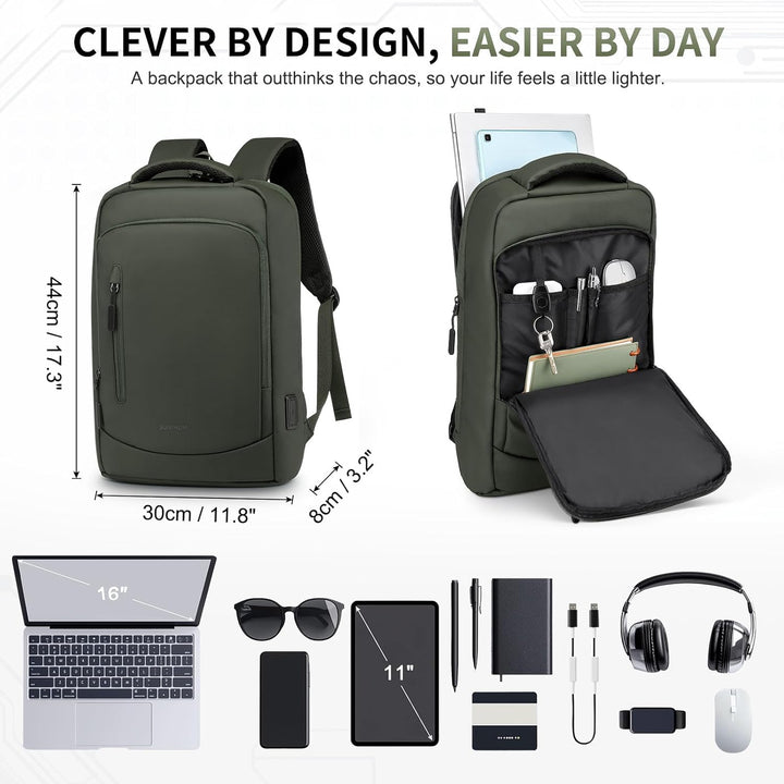 SUIKIHUM Mochila delgada a prueba de golpes para laptop para hombre...