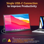 Upperizon Monitor portátil de 18.5 pulgadas FHD 125% sRGB 100Hz IPS HDR HDMI USB-C Monitor de viaje para laptop, MacBook, PC, Surface PS5 Xbox, pantalla externa grande con soporte y altavoces, compatible con VESA