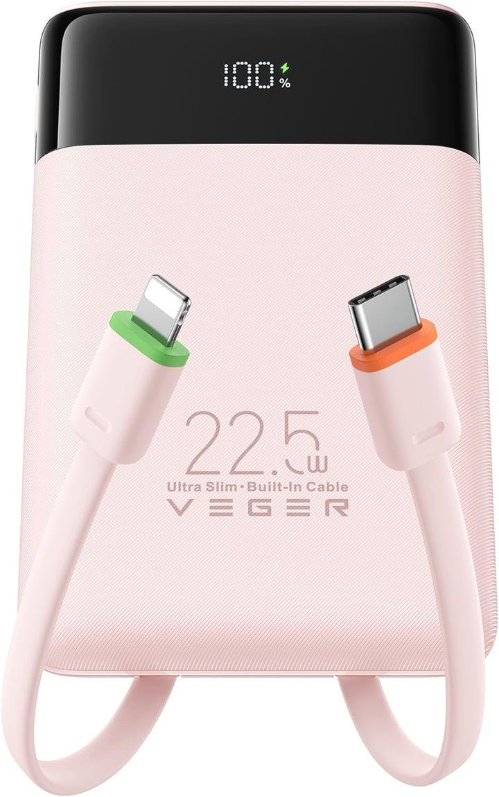 VEGER Cargador portátil, ultra delgado de 22.5 W de carga rápida co...