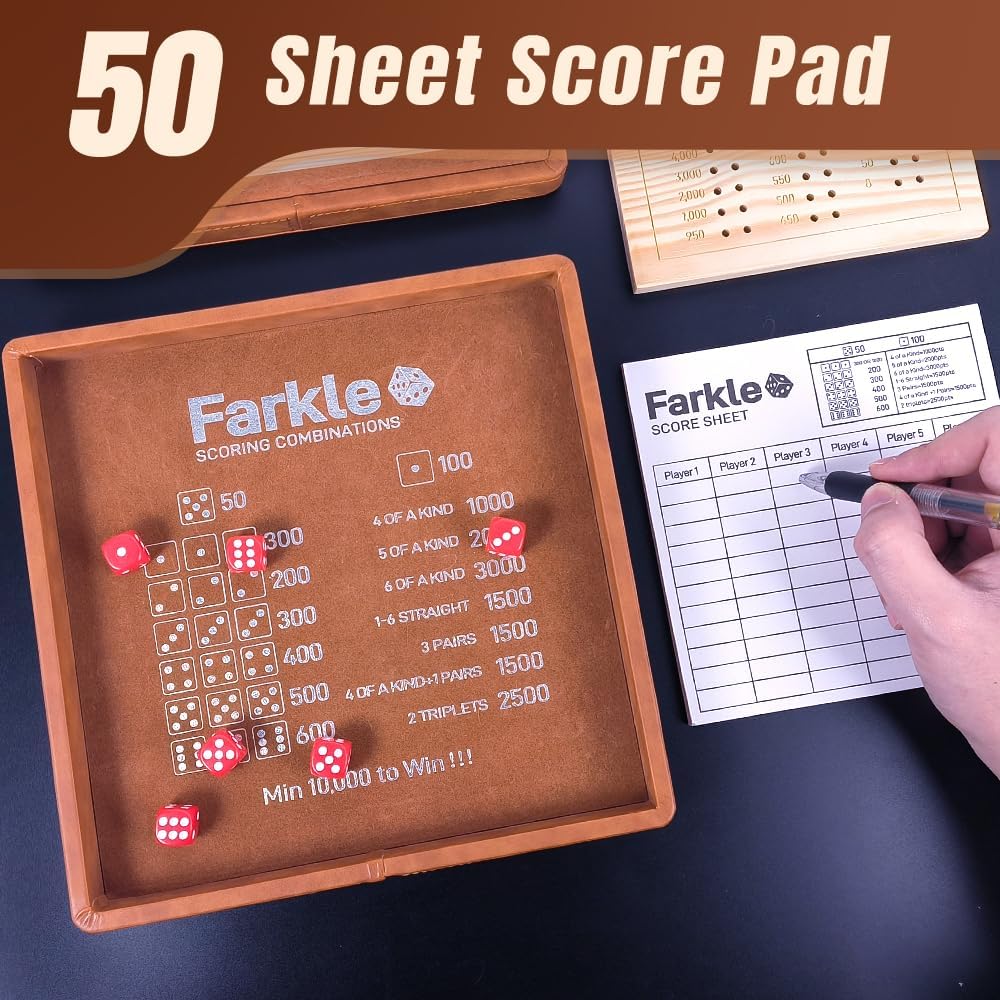 Farkle - Bandeja de dados y estuche de almacenamiento, el clásico juego