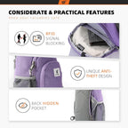 SKYSPER - Mochila cruzada con bloqueo RFID, mochila de bandolera, mochila para el hombro, mochila de viaje y senderismo, para mujeres y hombres, Púrpura, Casual