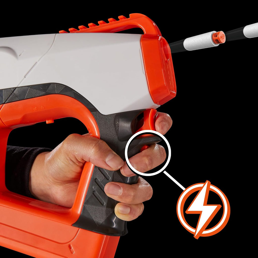Nerf Pro Sender - Lanzador de dardos semiautomático de longitud media, 150 FPS, 30 dardos Nerf Pro de longitud media, cargador de 15 dardos, lentes, regalos para adolescentes, mayores de 14 años