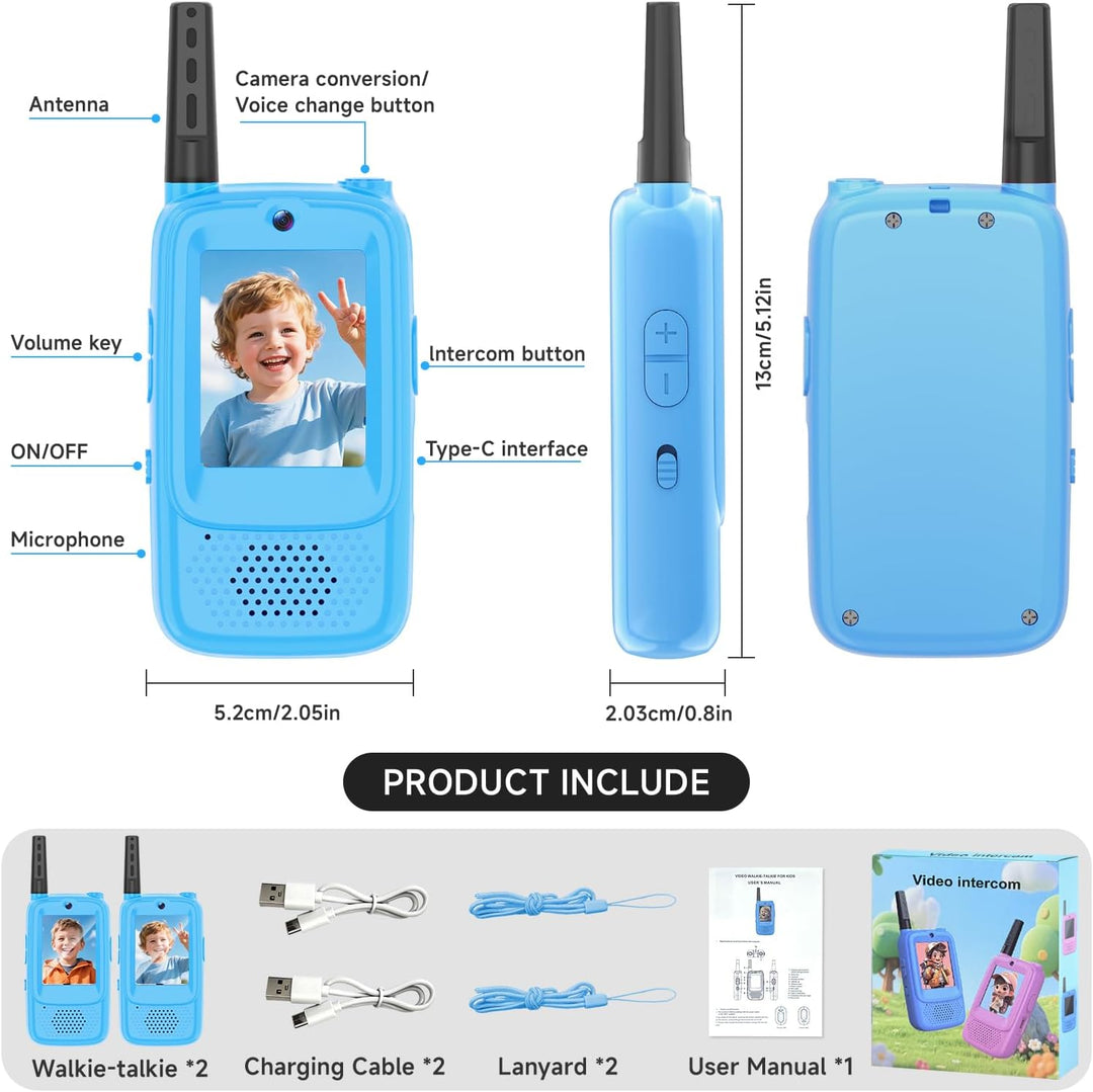 Walkie Talkies de Video para Niños, Paquete de 2 Walkie Talkies Rec...