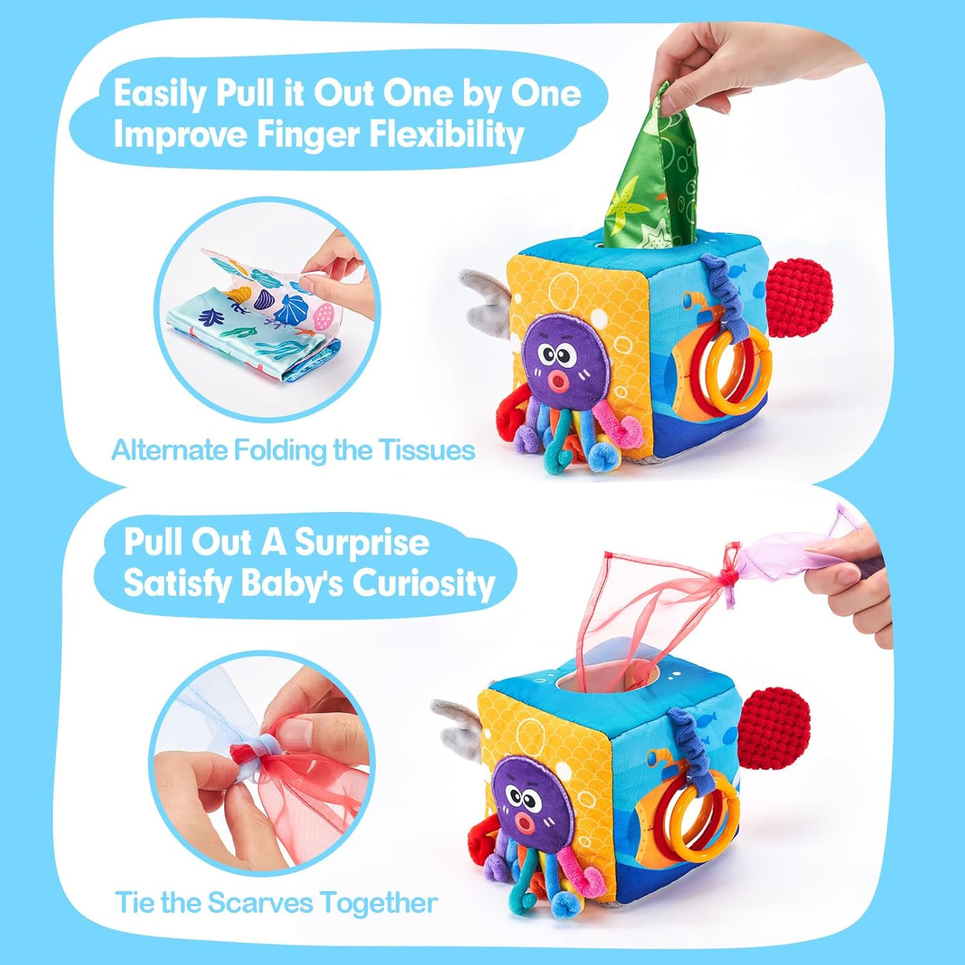 hahaland Caja de pañuelos para bebé juguetes para bebés de