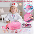 Kit de Doctor para Niñas, kit de Doctor de 34 piezas para niños pequeños de 3 a 5 años con bolsa de almacenamiento médica y estetoscopio real, juego de simulación de Doctor, regalo de juego