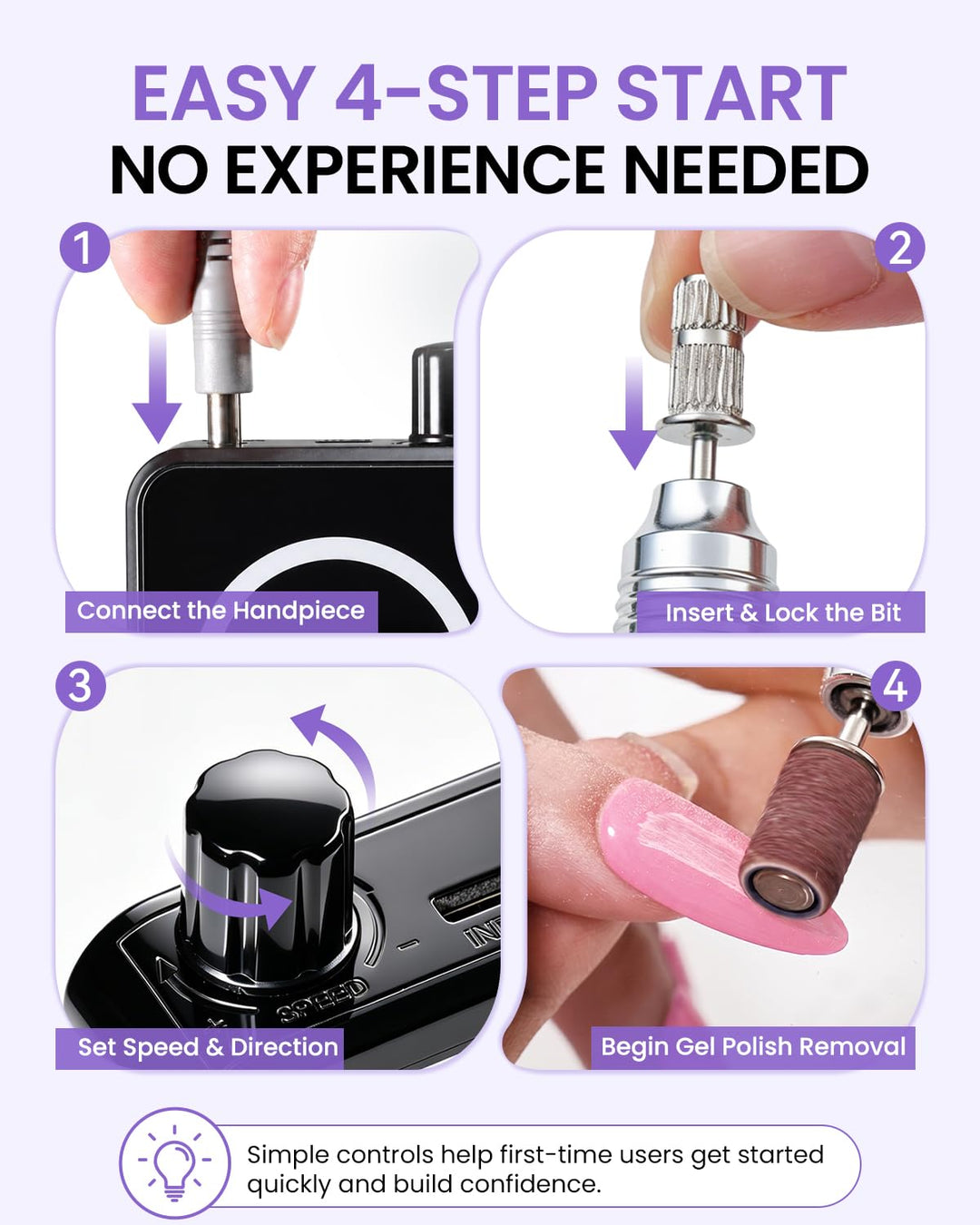 Taladro de uñas inalámbrico Makartt para principiantes: lima electr...