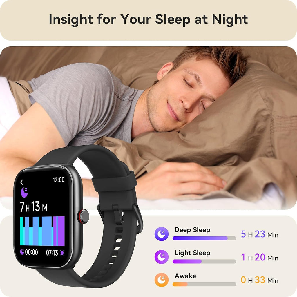 Reloj inteligente para mujeres y hombres, reloj inteligente para iPhone y Android Bluetooth (respuesta/llamada) Alexa integrado, rastreador de fitness HD de 1.91 pulgadas con más de 105 modos