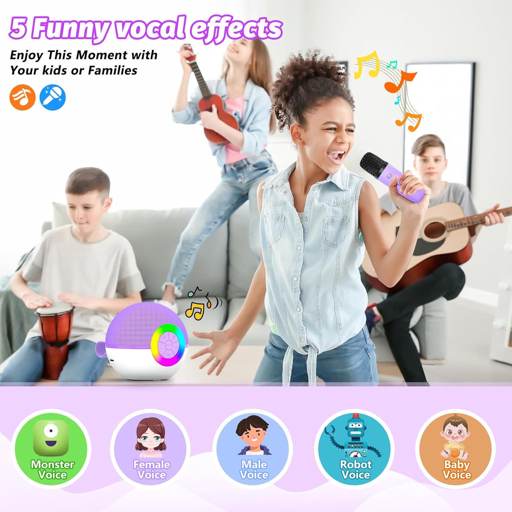 Mini máquina de karaoke con altavoz para niños y adultos, micrófono Bluetooth portátil con juguetes de canciones y luz LED, el mejor regalo de Navidad, cumpleaños y festival para niñas y niños