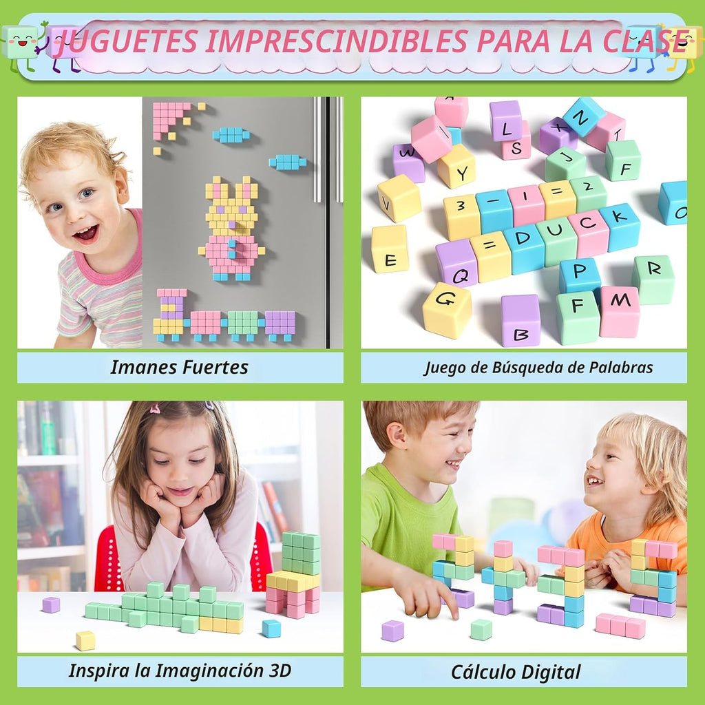 Apluses 45 bloques magnéticos – Juguetes para niños y niñas, bloques de construcción magnéticos, juguetes sensoriales STEM para autismo al aire libre para niños y niñas de 3 a 5 años