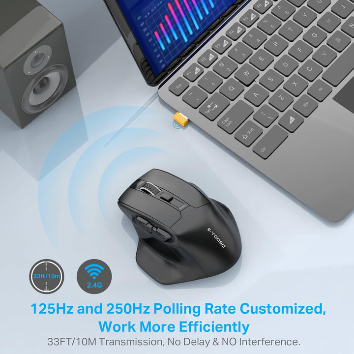 E-YOOSO - Mouse inalámbrico grande para manos grandes, X-31, USB in...