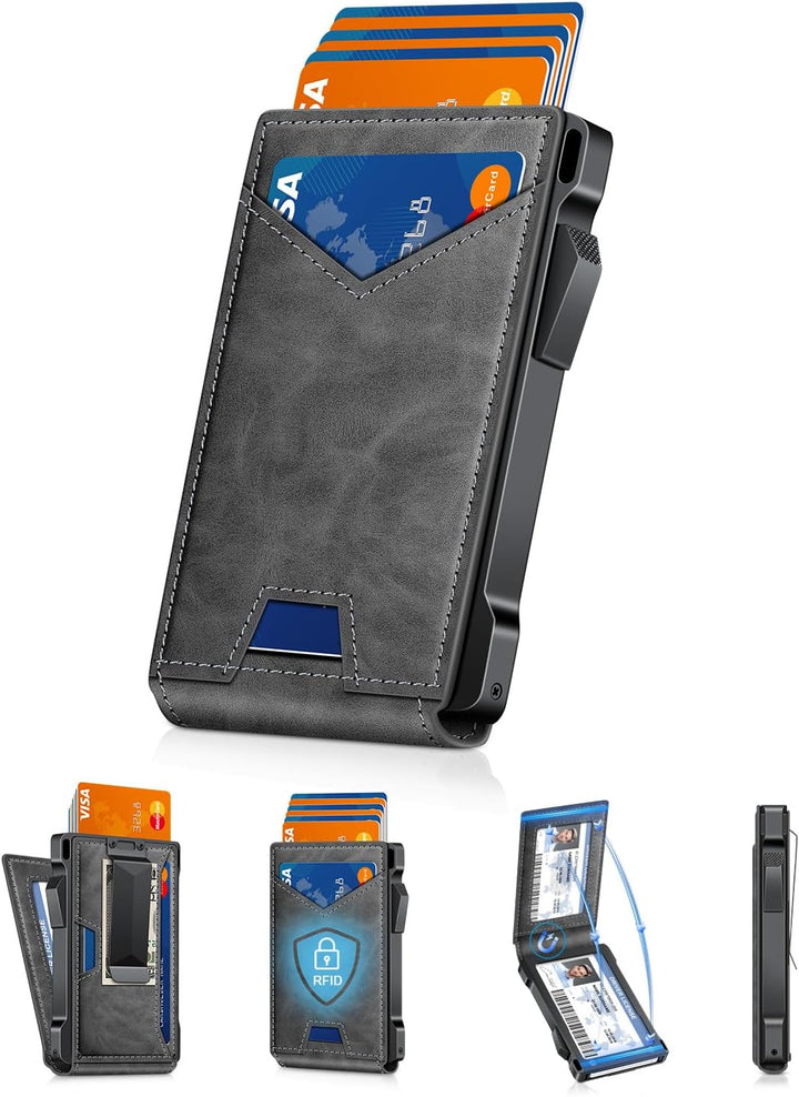 Cartera para hombre con RFID con 2 ventanas para identificación y c...