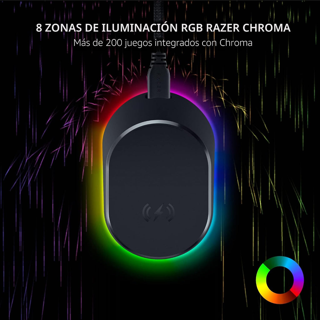 Razer Mouse Dock Pro con Puck de Carga Inalámbrica: Carga Inalámbrica Magnética - Transceptor HyperPolling 8K Hz Integrado - Base Antideslizante - Iluminación Chroma RGB - Negro Clásico