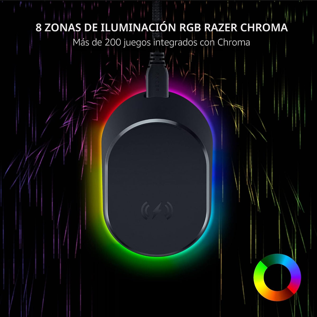 Razer Mouse Dock Pro con Puck de Carga Inalámbrica: Carga Inalámbrica Magnética - Transceptor HyperPolling 8K Hz Integrado - Base Antideslizante - Iluminación Chroma RGB - Negro Clásico