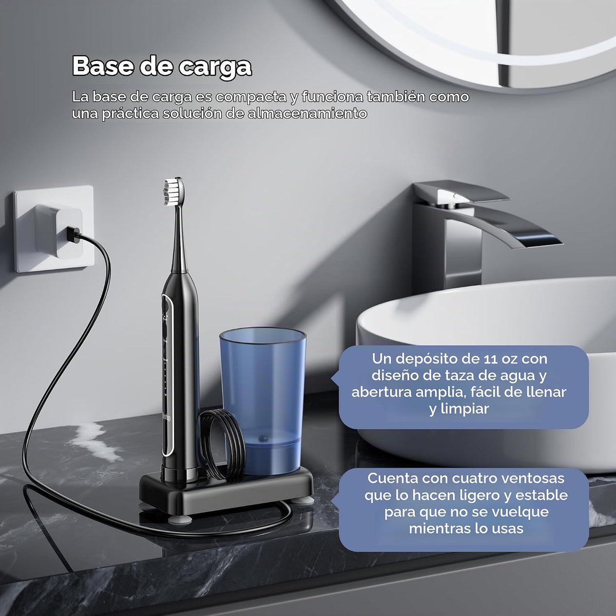 Cepillo de dientes eléctrico 2 en 1 con hilo dental combinado para