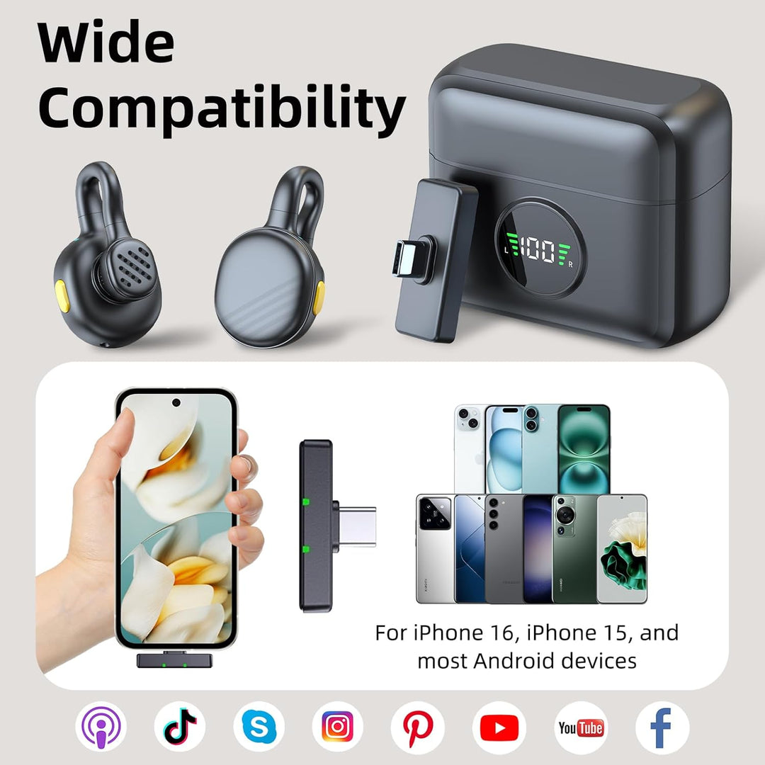 TXTUNE Micrófono Lavalier inalámbrico para iPhone 15\/16\/Android,...