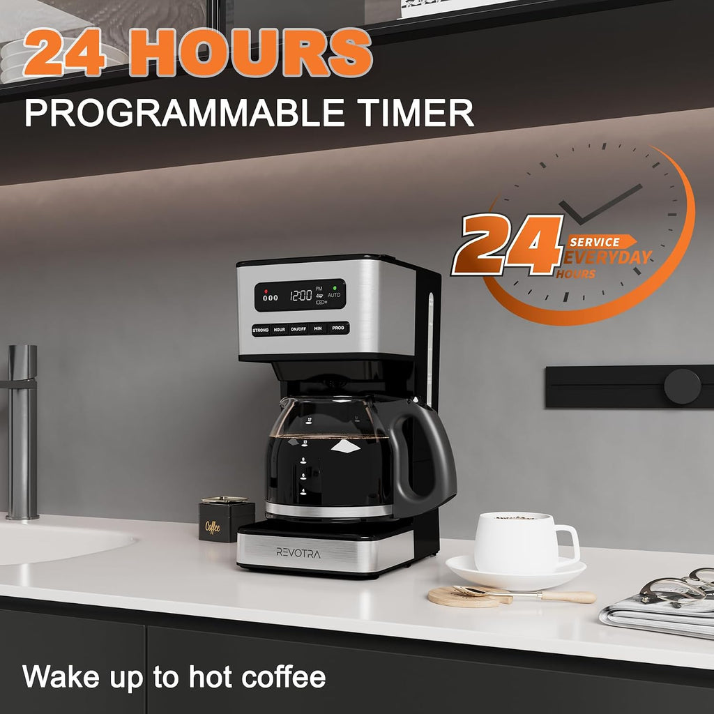 Cafetera programable de 12 tazas, cafeteras de goteo para café caliente y con hielo