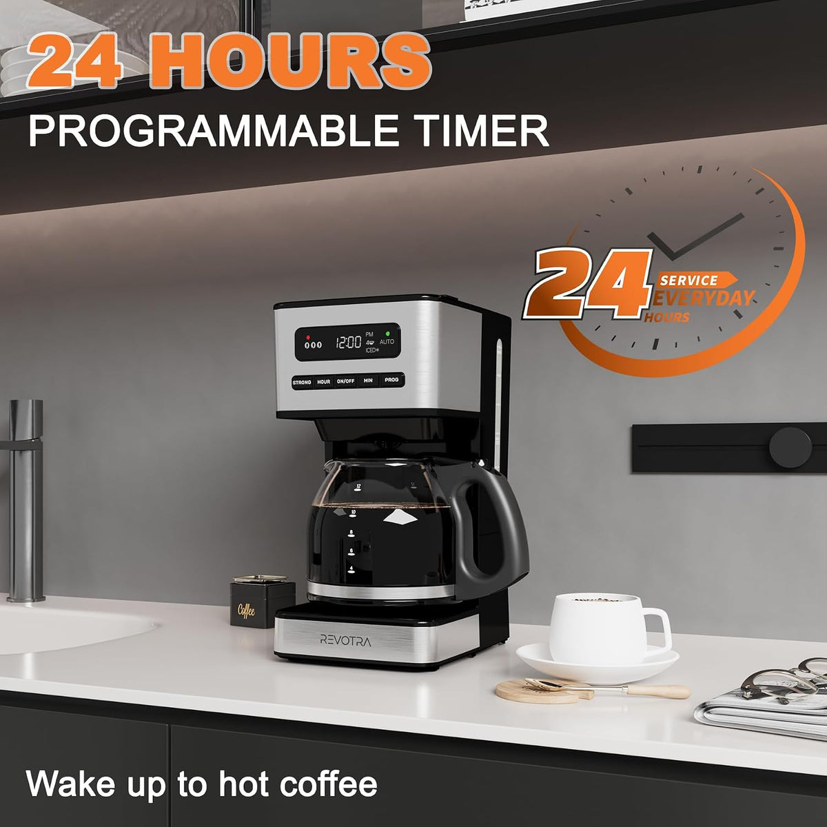 Cafetera programable de 12 tazas, cafeteras de goteo para café caliente y con hielo