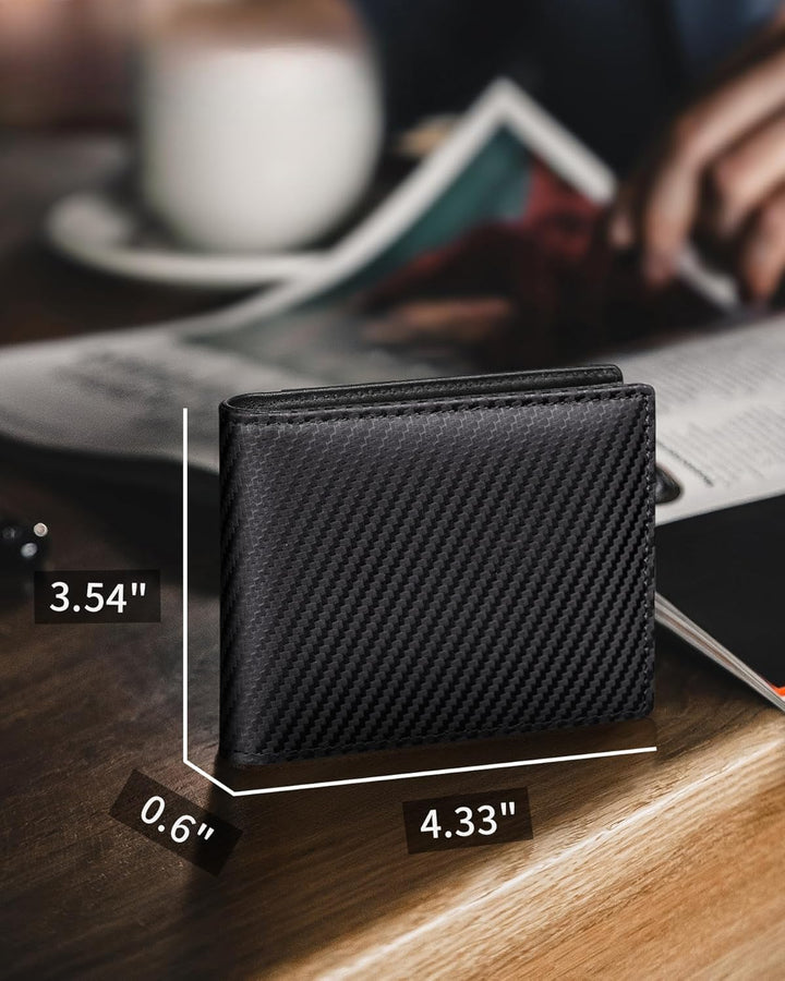 Plinvo Billetera plegable de piel auténtica para hombre, bloqueo RF...