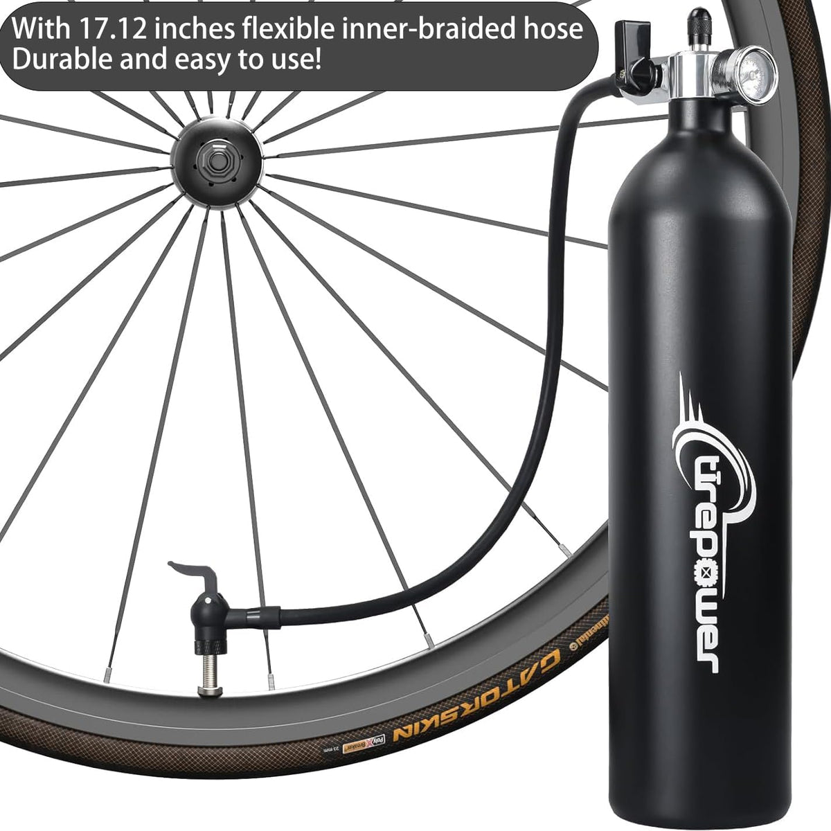 Ctrepower Tanque de aire para inflar neumáticos de bicicleta sin cá...