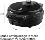 Chefman - Máquina para hacer waffles belgas antidesbordamiento con selector de tono, control de temperatura, foso sin ensuciar, plancha redonda de hierro con placas antiadherentes y mango de tacto