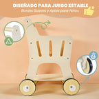 Carrito de compras de madera para niños, 3 en 1 caminante de madera para bebés, cochecito de muñeca de bebé, carrito de compras de juguete para niños pequeños de 1 a 3 años