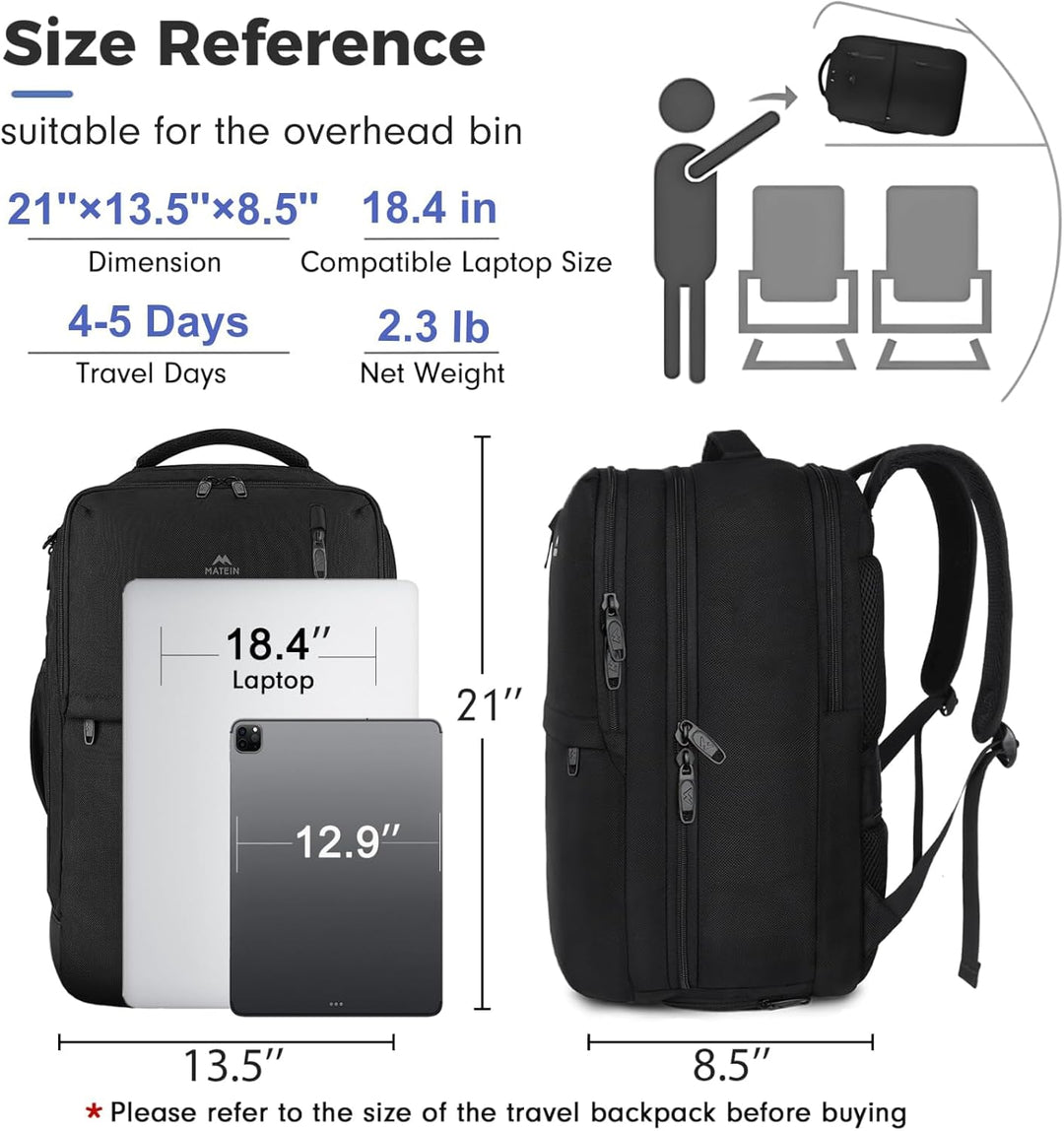 MATEIN - Mochila extra grande de 45L para viajes con laptop, mochil...