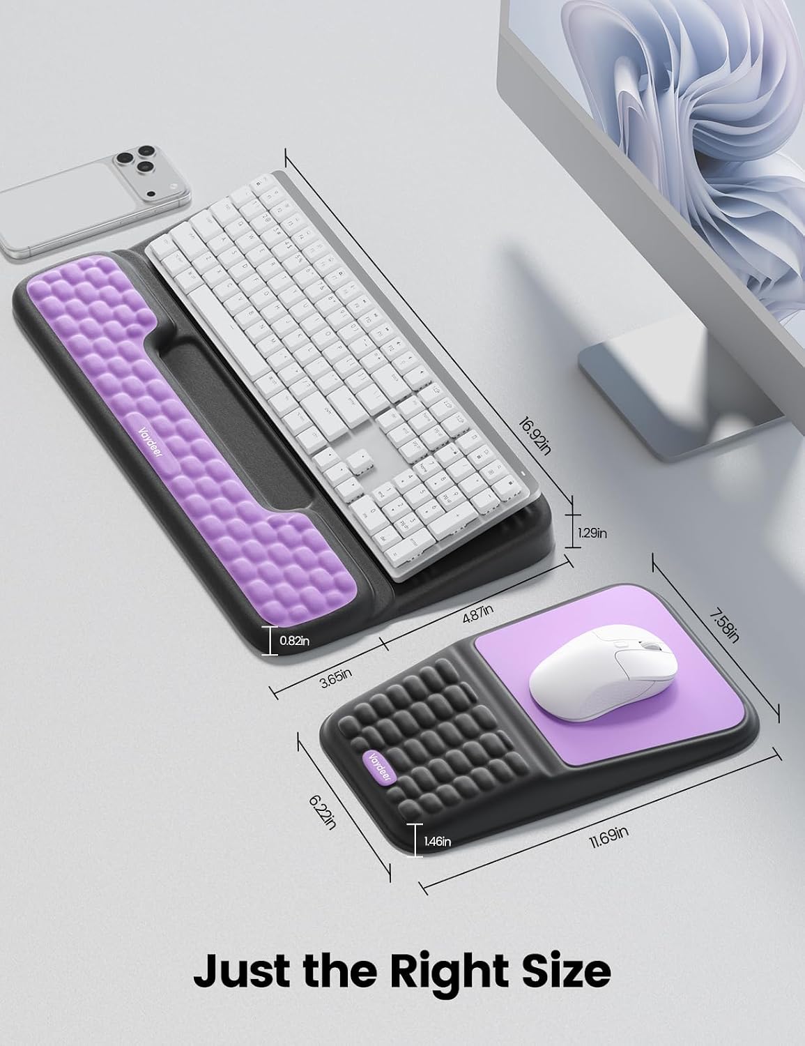 Vaydeer Juego de soporte para teclado y alfombrilla para mouse con