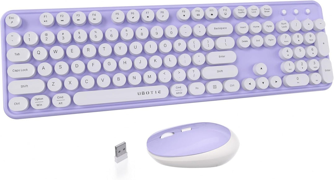 UBOTIE Teclado inalámbrico colorido para computadora y mouse óptico...