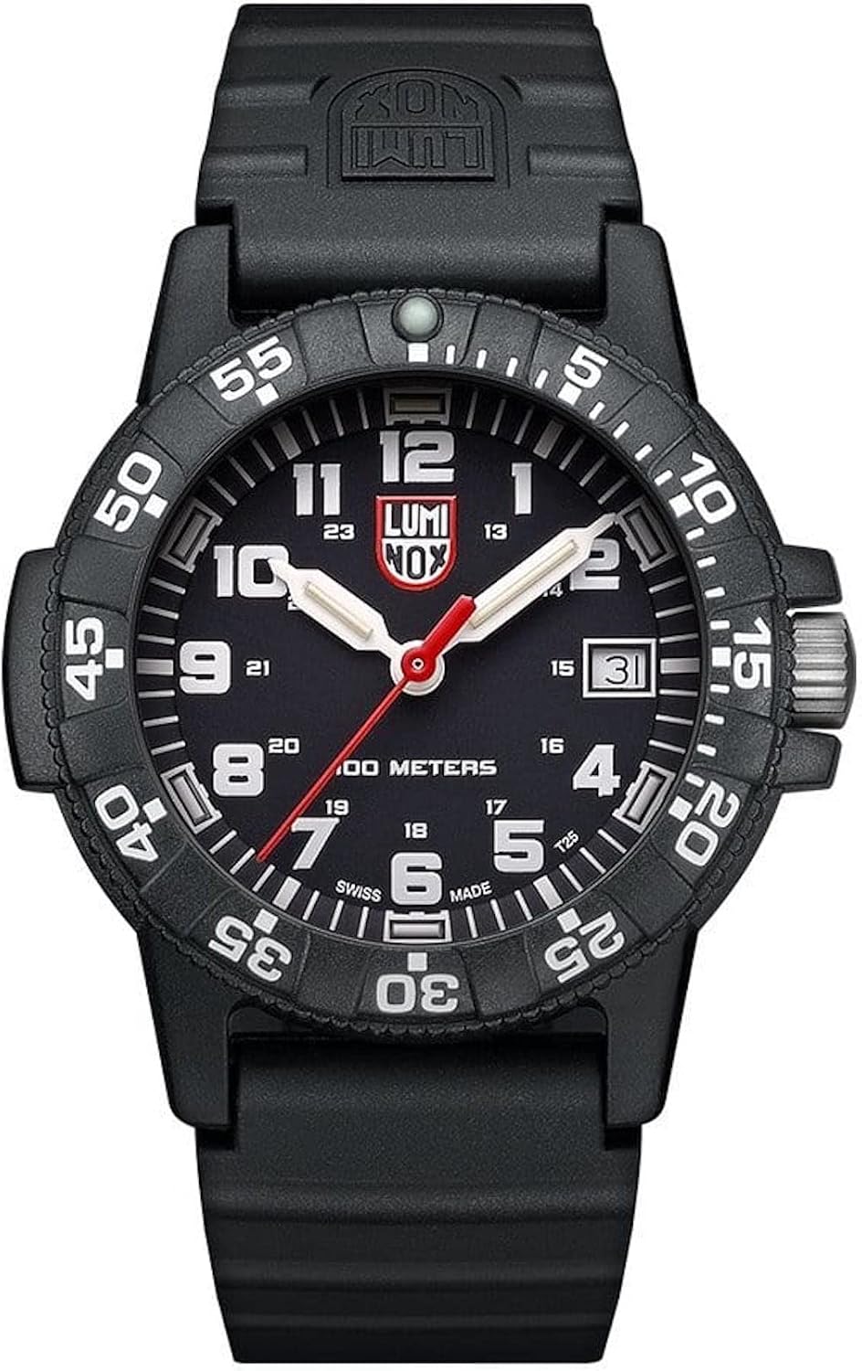 Luminox Leatherback SEA Turtle XS.0301.L Reloj para hombre 1.535 in - Reloj militar en negro función fecha 328.1 ft resistente al agua, Negro -, Correa