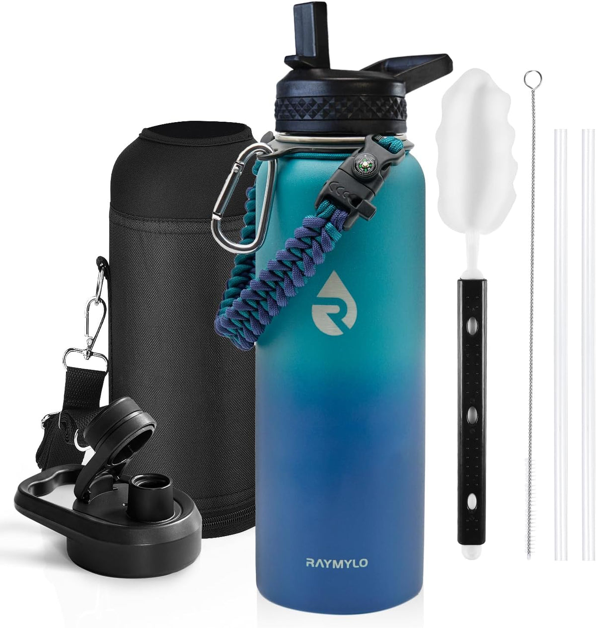 RAYMYLO Botella de agua aislada de 40 oz, acero inoxidable al vacío de