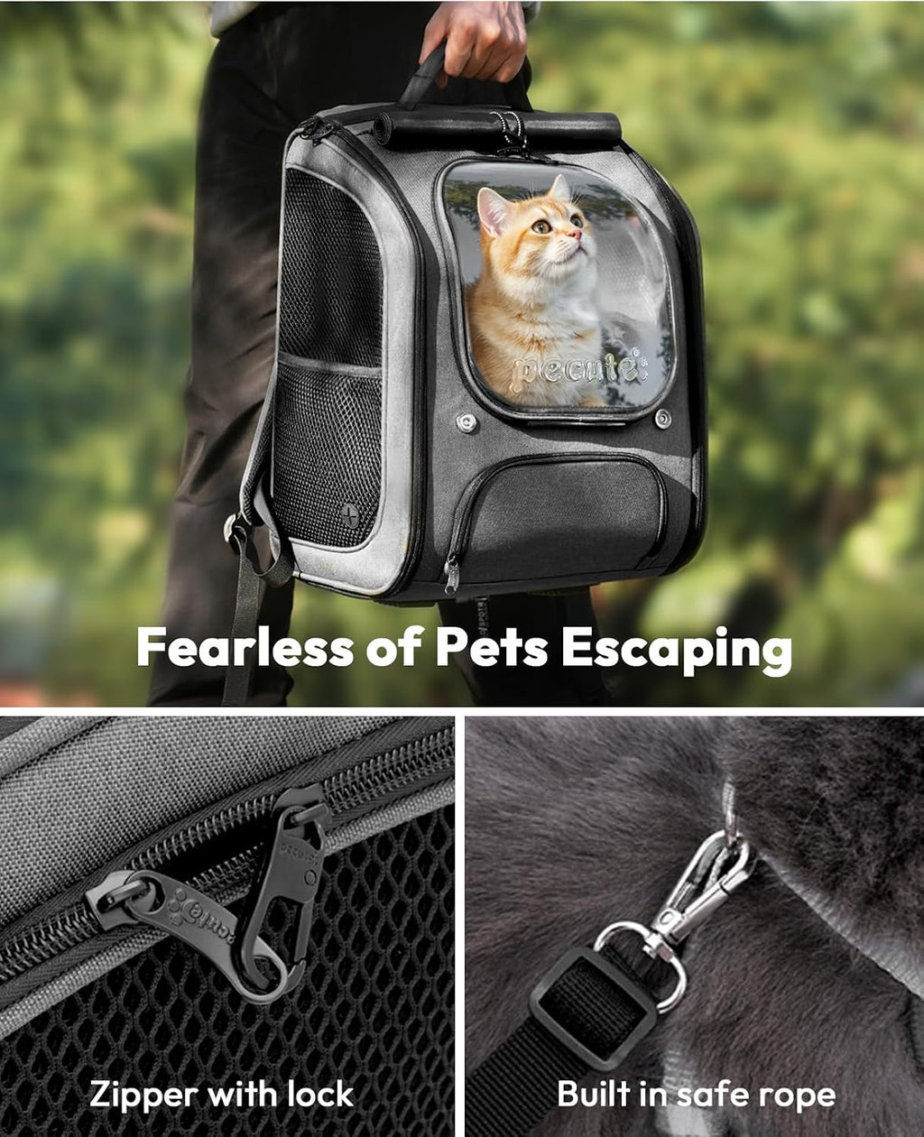 Pecute - Mochila para gatos, mochila de burbujas para gatos de gran espacio