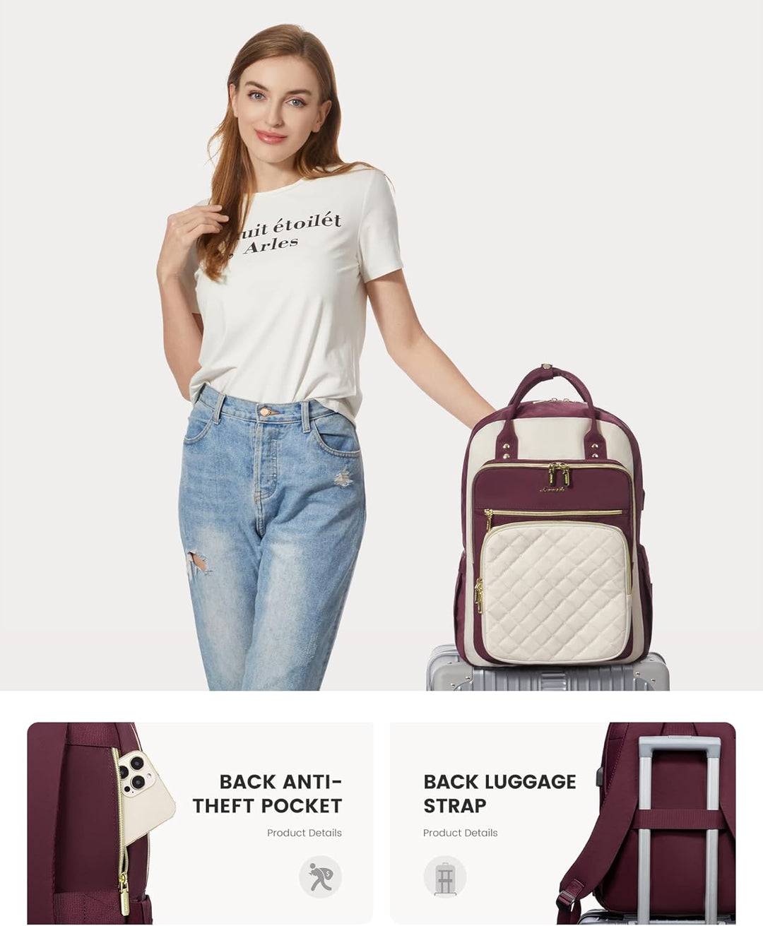 LOVEVOOK Mochila para computadora portátil para mujer, mochila para...