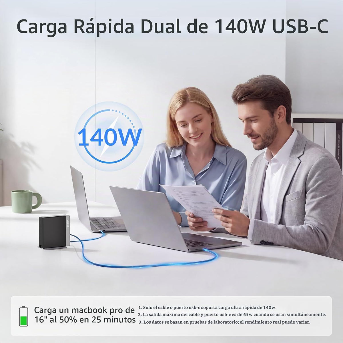 Cargador retráctil del ordenador portátil 140W, cargador del USB C