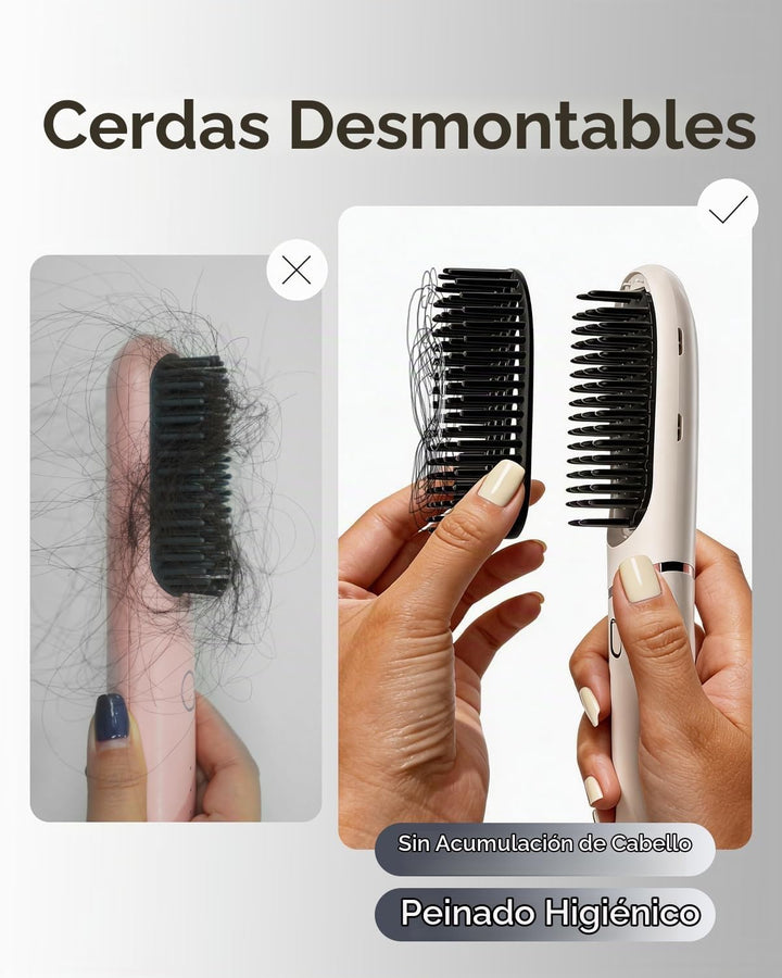 TSUYAGLA Cepillo alisador de cabello iónico con cerdas desmontables...