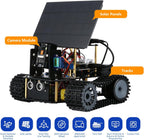 Kit de tanque de robot solar con cámara inteligente ESP32 5 en 1, kit de robótica de juguete STEM para niños de 8 a 16 años, aplicación y control remoto, automóvil 4WD con cámara de 3 MP, kit de codificación científica educativa Arduino, regalo para