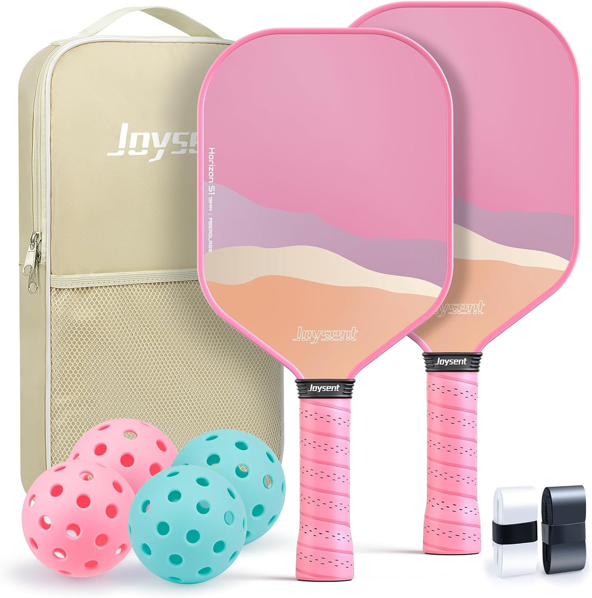 Juego de 2 palas de pickleball ligeras para principiantes, juego de pickleball de superficie de fibra de vidrio aprobada por USAPA con agarre cómodo antideslizante